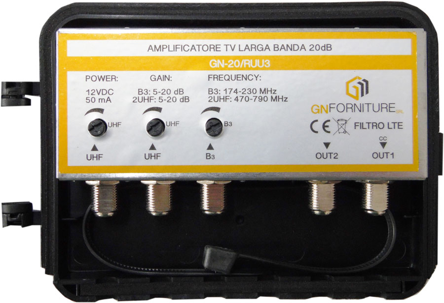 Amplificatore TV 20dB 2out GN-20/RUU3 2OUT MT282 