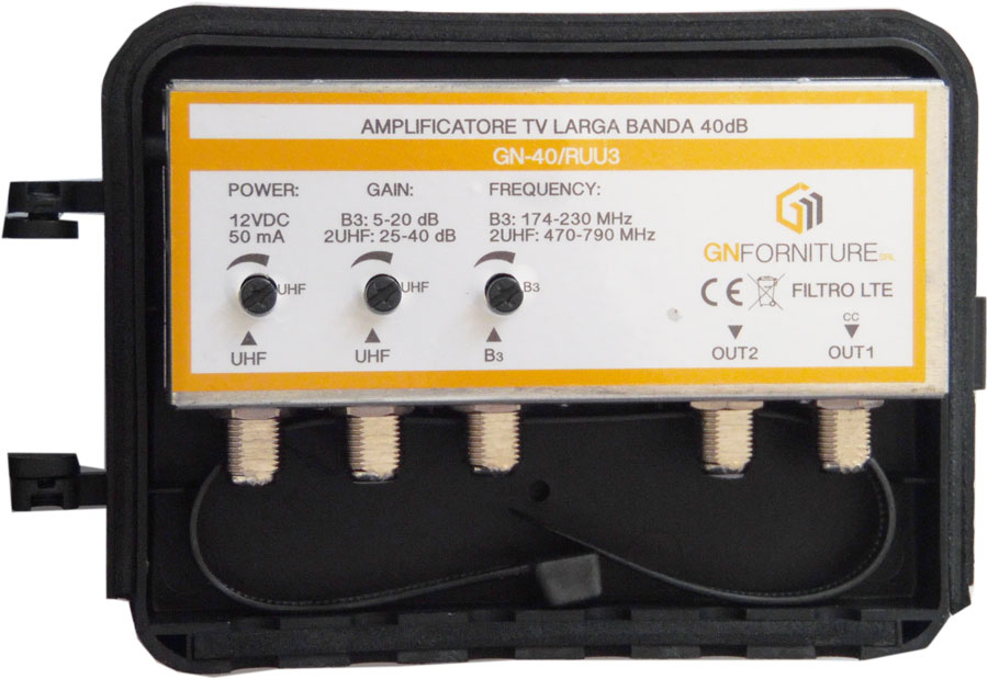 Amplificatore TV 40dB 2out GN-40/RUU3 MT302 
