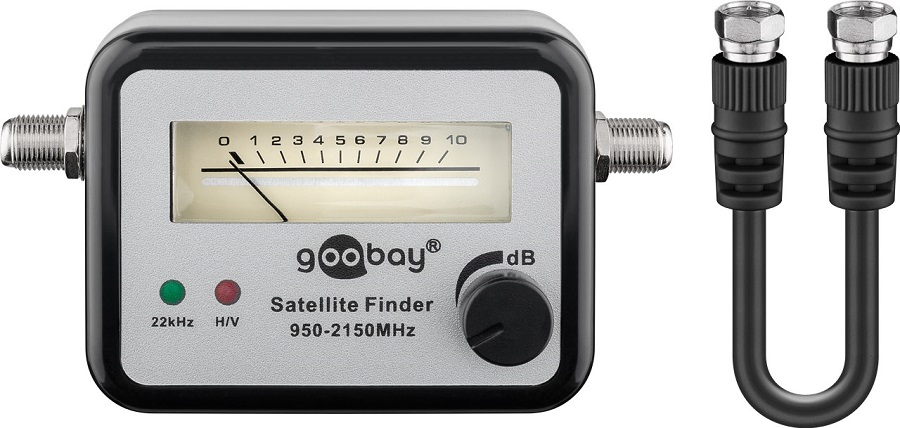 Misuratore/rilevatore per antenne satellitari  0/22 kHz connettore F F1555 Goobay