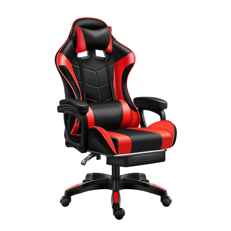 Gaming-Stuhl mit rot/schwarzer Fußstütze