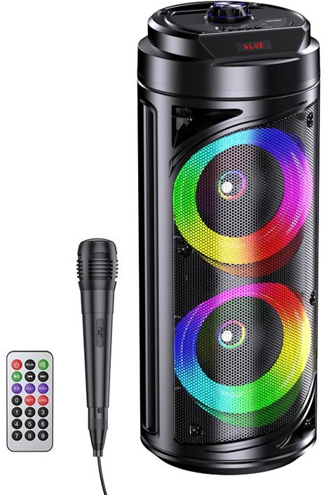 Haut-parleur rechargeable Bluetooth/USB/AUX/SD avec microphone 6,5"x2 20W KK-6201 KK-6201 Kakusiga