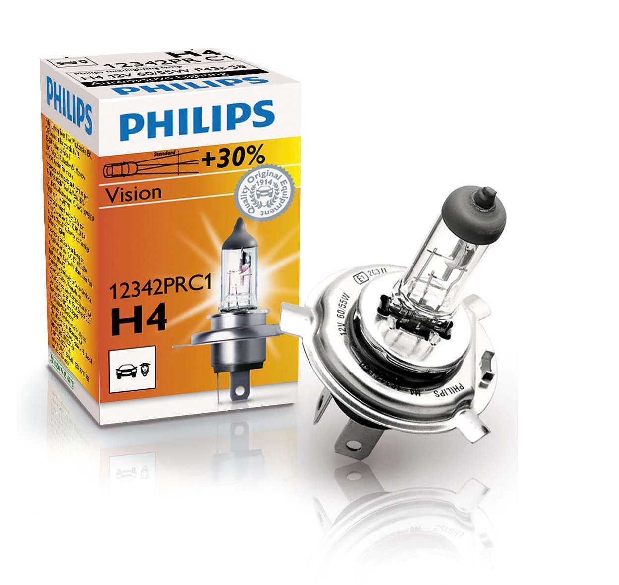Philips 12342XV+S2 X-treme Vision Lampada Alogena H4, 12V 60/55W, 130% di  Luce in Più, 40% Più Bianca : : Auto e Moto