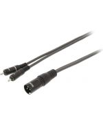 Sweex 3 pin XLR male - 2x RCA male 10m stereo audio cable WB1100 Sweex