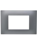 Placca 3 posti argento Soft Touch compatibile Vimar Plana EL2455 