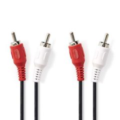 Stereo Audio Cable |&nbsp;2x RCA male - 2x RCA male |&nbsp;5.0 m |&nbsp;Black ND160 Nedis
