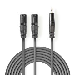 Cble audio XLR | 2x mle  3 broches XLR-mle 3,5 mm | 3,0 m ND1175 Nedis