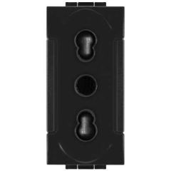 Prise bivalente 10A-250V 2P+E noire compatible avec la s&eacute;rie Living International EL2140 