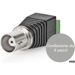 Connecteur de sécurité CCTV à 2 fils avec prise BNC femelle, lot de 5 ND9580 Nedis