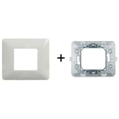 Kit placca bianca e supporto 2 posti compatibili Matix EL4030 