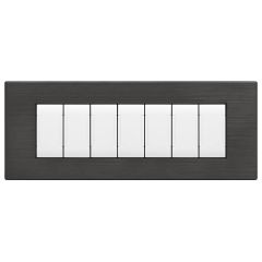 Placca tecnopolimero spazzolato 7 posti antracite compatibile Living International EL057 