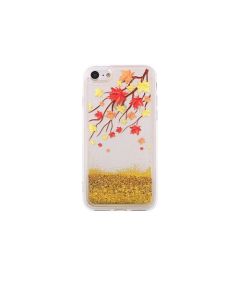 Cover for Samsung Galaxy S8 in silicone with glittery liquid effect gold autumn MOB606 