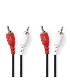 Cble audio stro |&yuml;2x RCA mle - 2x RCA mle |&yuml;5,0 m |&yuml;Noir ND160 Nedis