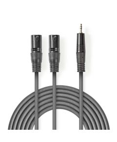 Cble audio XLR | 2x mle  3 broches XLR-mle 3,5 mm | 3,0 m ND1175 Nedis