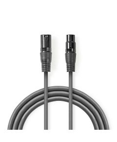 Balanced XLR Audio Cable | 3 Pin XLR Male - 3 Pin XLR Female | 0.5 m | Grey ND204 Nedis
