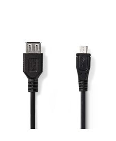 USB 2.0 cable | Micro B male - A female | 0.2 m | Black ND1192 Nedis