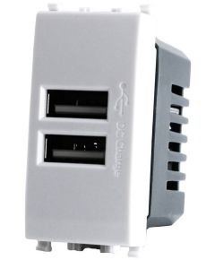 Alimentatore doppia presa USB 5V 2A 4.5x2x4.5cm Bianco compatibile Vimar Plana EL1982 