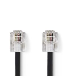 Telecommunication cable Male RJ11 10m Black ND1014 Nedis
