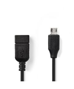 Cable port til USB 2.0 Micro B macho - A hembra 0.2 m Negro ND1738 Nedis