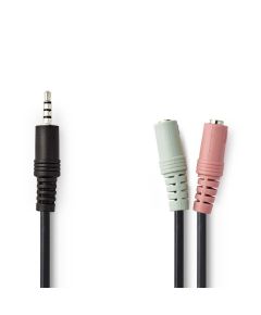 Headphone Audio Cable 3.5mm Male-2x 3.5mm Female 0.2m ND2593 Nedis