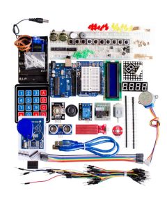 Arduino Uno R3 kit de inicio de placa de pruebas y motor paso a paso/servo/LCD 1602/montaje de cable de puente WB406 