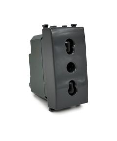 Presa bivalente nera compatibile Vimar Plana EL2144 