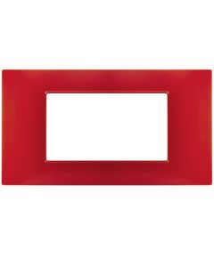 4-place cover plate in coral red technopolymer compatible with Vimar Plana EL2340 