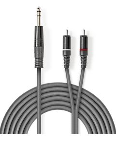 Audio cable stereo audio jack 6.35mm / 2 RCA 1.5m gray ND6575 Nedis