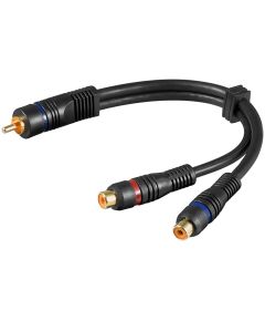Double Shielded RCA Male-2 RCA Female Audio Adapter Cable F1600 Goobay