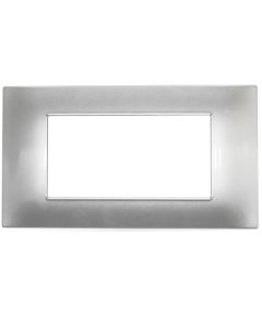 Placca in tecnopolimero 4 posti color argento compatibile Vimar Plana EL007 