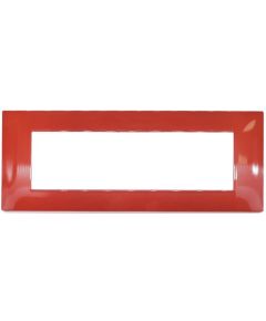 7-gang technopolymer plate in coral red color compatible with Vimar Plana EL1461 
