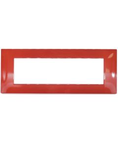 Placca in tecnopolimero 7 posti color rosso corallo compatibile Vimar Plana EL1461 