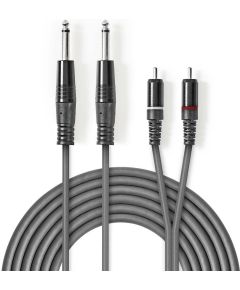 Stereo audio cable 2x 6.35mm male - 2x RCA male Nickel plated 3m ND6905 Nedis