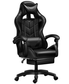 Black gaming chair with footrest 2023-1F 