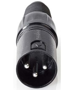 Male 3-Pin XLR connector Nickel-plated Black ND4894 Nedis