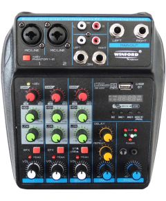 Professioneller 4-Kanal-Bluetooth/USB/Stereo-Cinch-Mixer SP026 