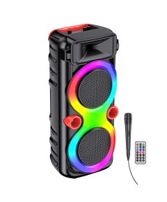 Portable rechargeable speaker 2x8" 30W LED light Bluetooth TWS/SD/USB KK-8201 Kakusiga