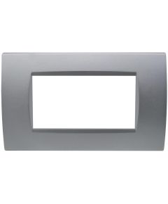 Placca 4 posti argento Soft Touch compatibile Living International EL3156 