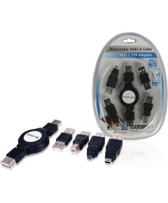 Retractable USB 2.0 cable kit with 4 connectors ND4115 