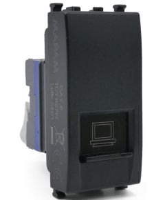 Black RJ45 CAT6 network connector compatible with Vimar Arké EL186 