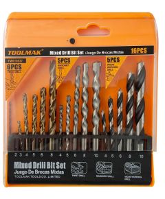 Set punte per trapano 16 pezzi - legno/metallo/muratura W2020 Toolmak