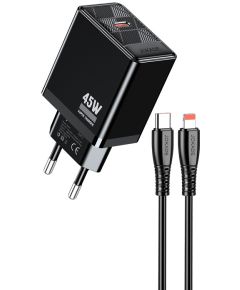 Caricabatterie ricarica rapida con cavo USB Type C - Lightning nero 1m JB092 F4395 Jokade