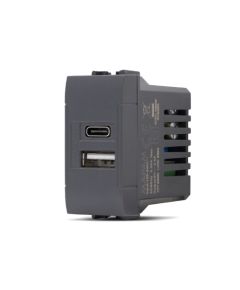 Doppia presa USB USB A - USB tipo C 5V 2.4A nero compatibile Living International EL4195 
