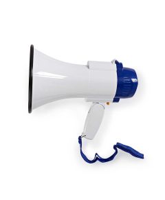 Megafono portatile 10W con sirena e funzione di registrazione &ndash; Bianco/Blu ND5478 Nedis
