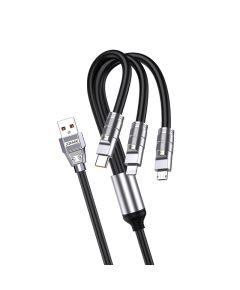 Cavo di Ricarica Rapida 3 in 1 USB a Lightning, Type-C e Micro USB Nero 1,2 m 3A F4725 Jokade
