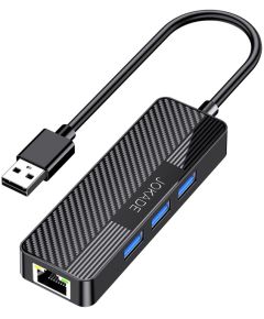 Adattatore hub USB 4 in 1 3xUSB 3.0 e 1xRJ45 Gigabit nero F4815 Jokade