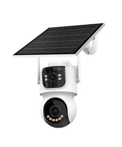 Telecamera di sorveglianza solare WiFi 360&deg; bianca con pannello solare WB653 