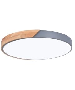 Plafoniera LED rotonda da soffitto effetto legno 40 cm grigia 24W 3CCT B7987 