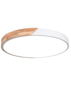 Plafoniera LED rotonda da soffitto effetto legno 40 cm bianca 24W 3CCT E9203 