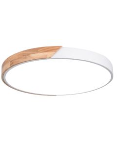 Plafoniera LED rotonda da soffitto effetto legno 50 cm bianca 36W 3CCT A2525 