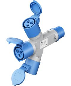 Adattatore CEE blu da campeggio con spina 16A e 3 prese CEE 230V IP44 F1084 Goobay